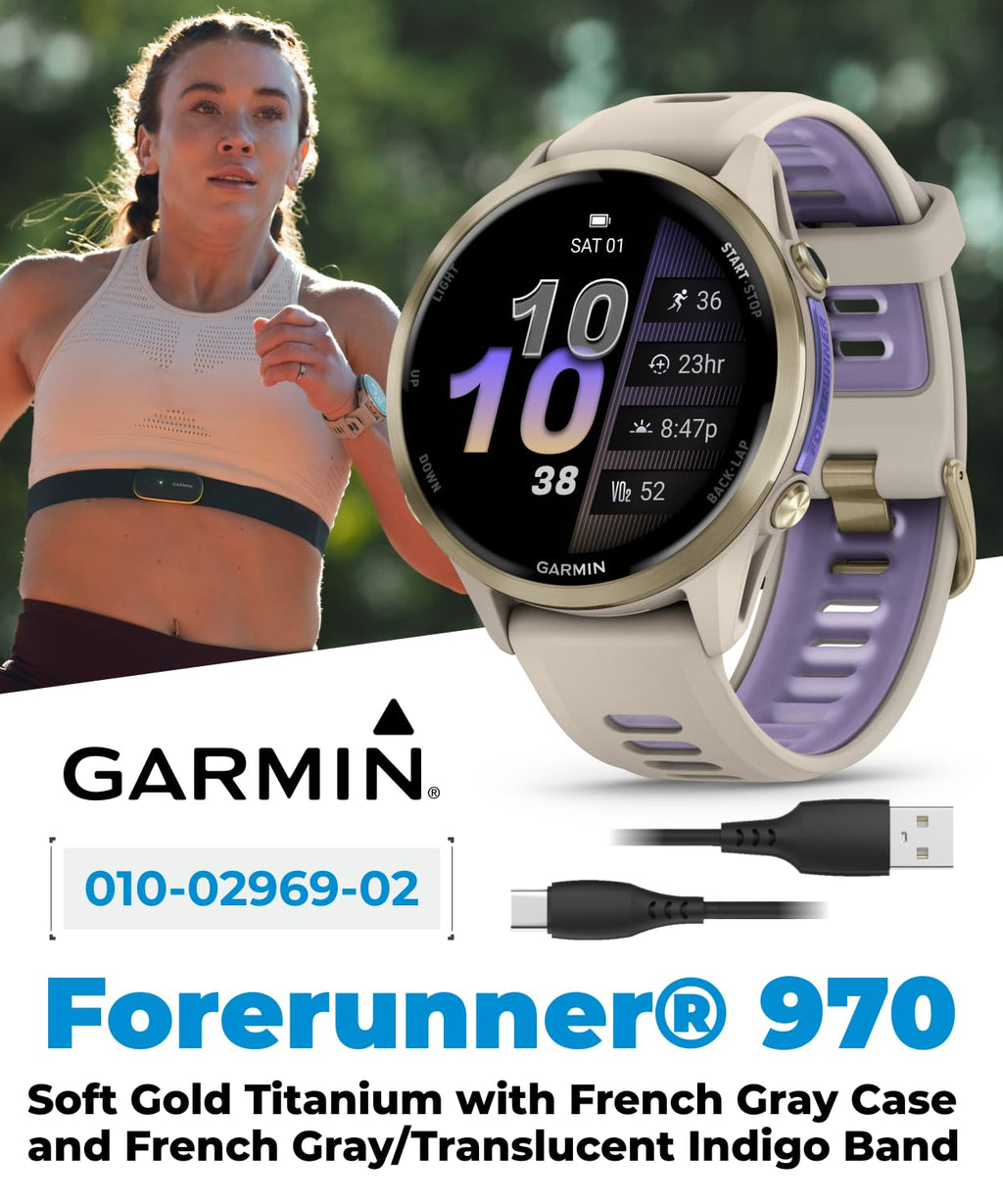 Garmin Forerunner 955 Solar, GPS Running Smartwatch with Solar Charging Capabilities, Tailored to Triathletes, Long-Lasting Battery, Whitestone with Wearable4U White Earbuds Bundle