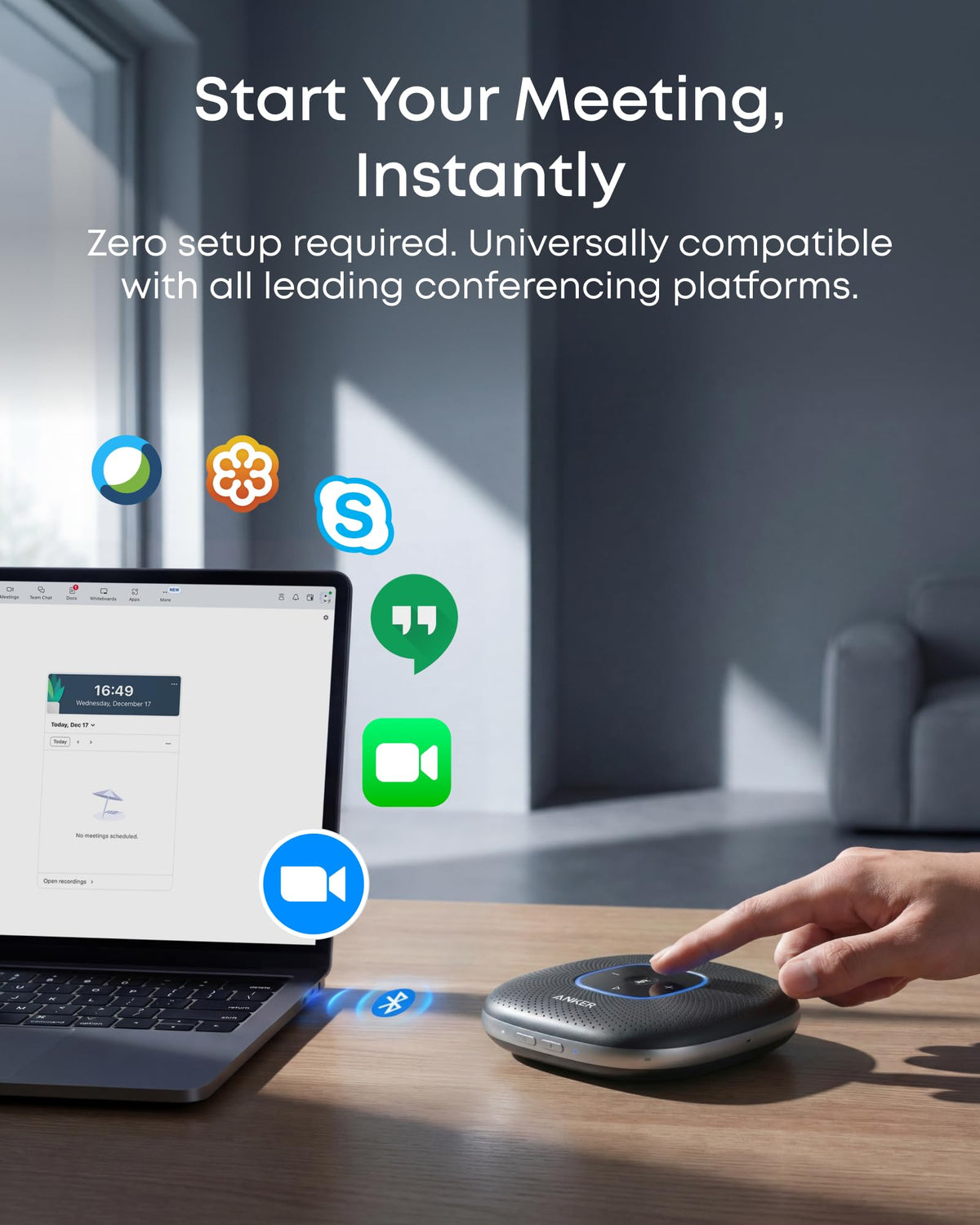 Anker PowerConf Bluetooth Speakerphone with 6 Microphones, Enhanced Voice Pickup, 24 Hour Call Time, Bluetooth 5, USB C, Conference Speaker Compatible with Leading Platforms, PowerIQ Technology