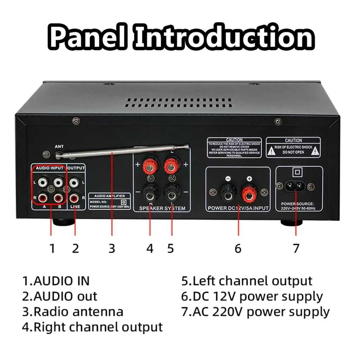Stereo Audio Amplifier, Professional 300w Power Eq Digital Amplifier, Support Fm USB/sd Input Mic, with Remote Control, for Home Speakers, Studio and Live Sound B