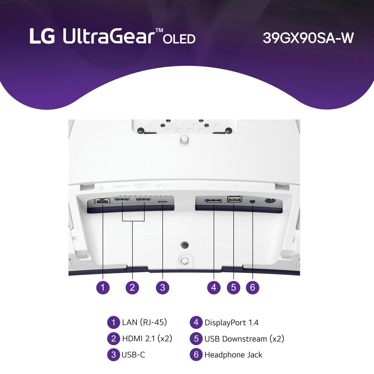 LG 39GX90SA-W 39-inch Ultragear WQHD (3440 x 1440) OLED Curved Gaming Monitor 240Hz, 1ms, NVIDIA G-Sync Compatible, AMD FreeSync Premium, VESA DisplayHDR True Black 400, webOS, USB Type-C, White