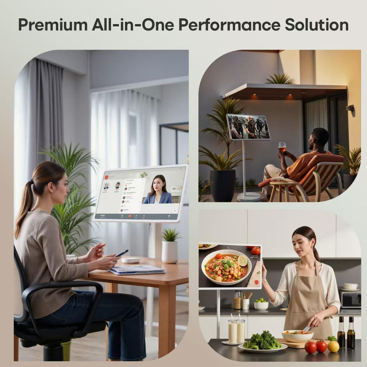 32-Inch Smart Portable TV with Touchscreen Monitor on Wheels