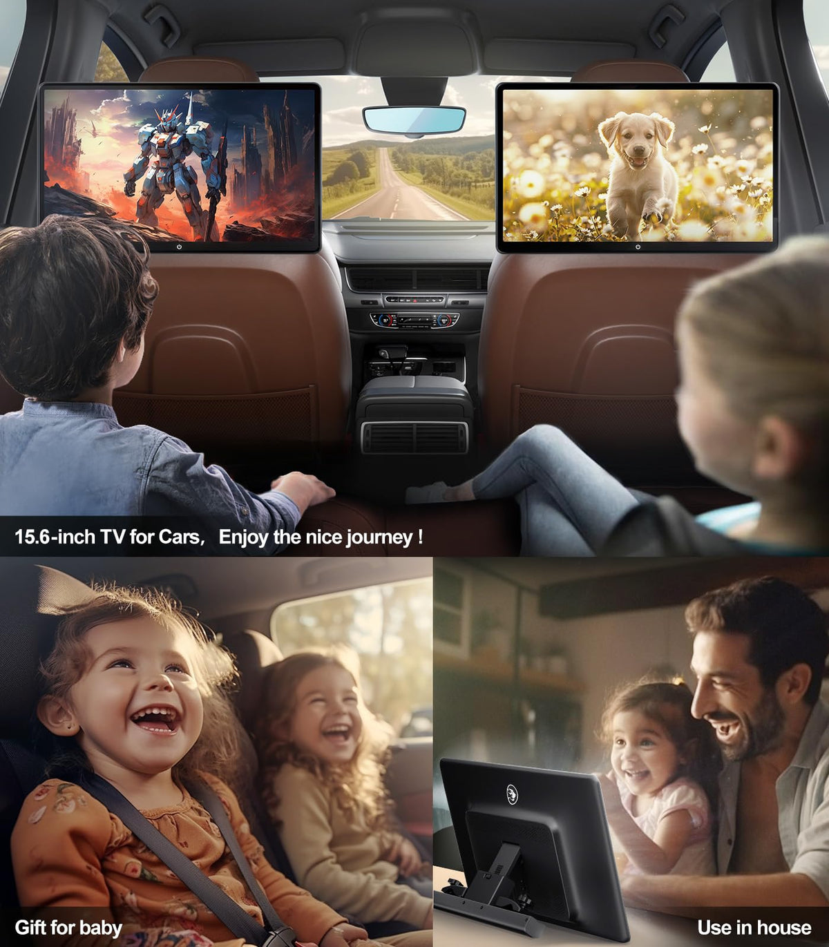 15.6" Android Car TV Headrest Monitor for Cars,Support Phone Mirror/WiFi