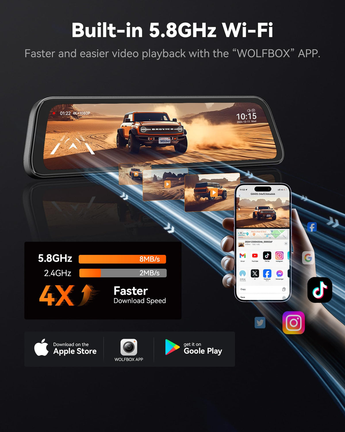 WOLFBOX G840S & Mirror Dash Cam Circular Polarizing Lens