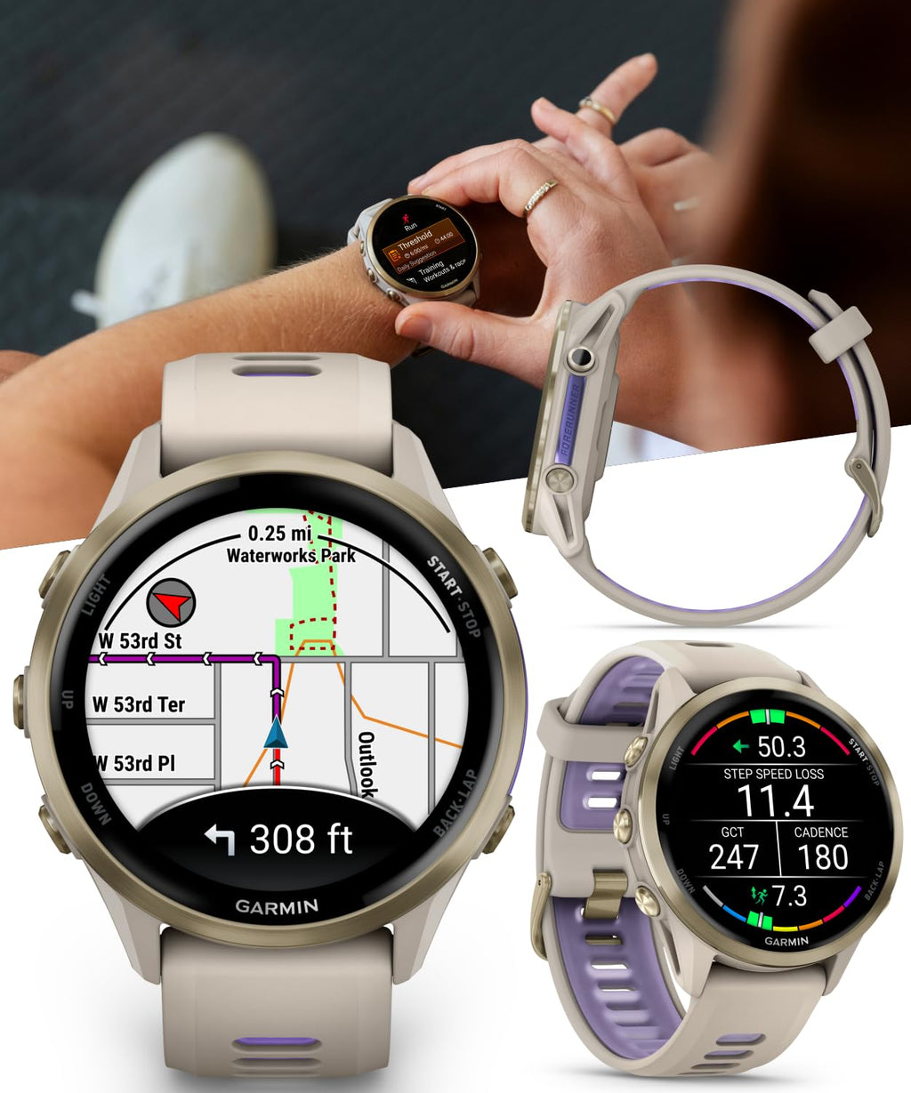 Garmin Forerunner 955 Solar, GPS Running Smartwatch with Solar Charging Capabilities, Tailored to Triathletes, Long-Lasting Battery, Whitestone with Wearable4U White Earbuds Bundle