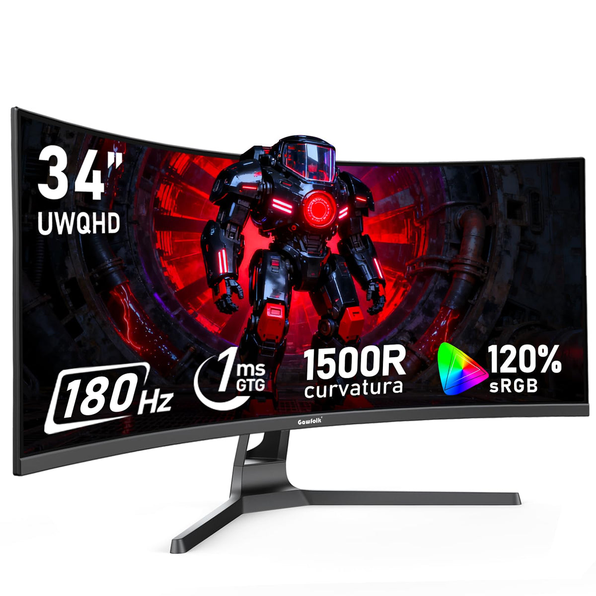 Gawfolk 45 inch Ultra-Wide Curved Gaming 240Hz PC Monitor, DQHD Screen