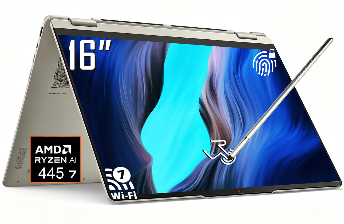 Lenovo Yoga 7a 2-in-1Copilot+ PC Laptop, 16" 2K LCD Touchscreen, AMD Ryzen AI 7 445(Upto 50 AI Tops), 24GB LPDDR5X, 1TB SSD, WiFi 7, Backlit KB, Fingerprint, 1080P Webcam, Win11 Home