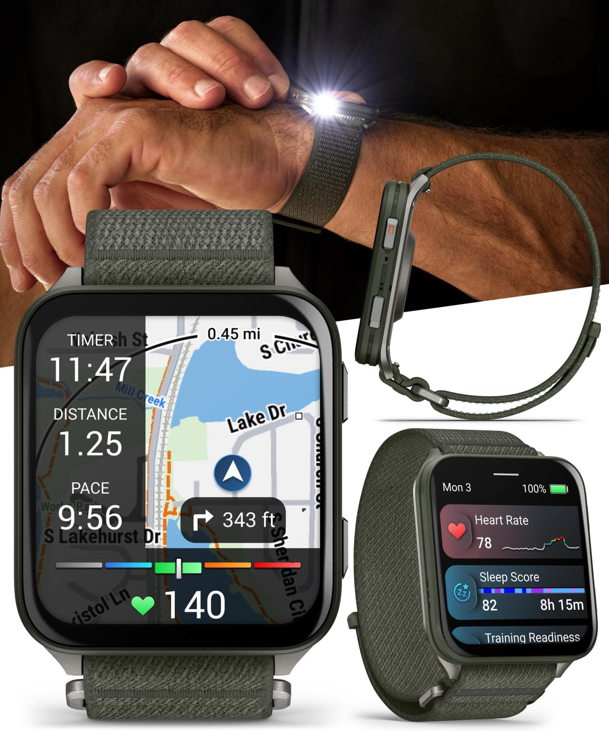 Garmin Venu X1 Thin and Lightweight GPS Smartwatch, AMOLED Display, Moss with Titanium Caseback and Moss ComfortFit Nylon Band Power Bank Bundle