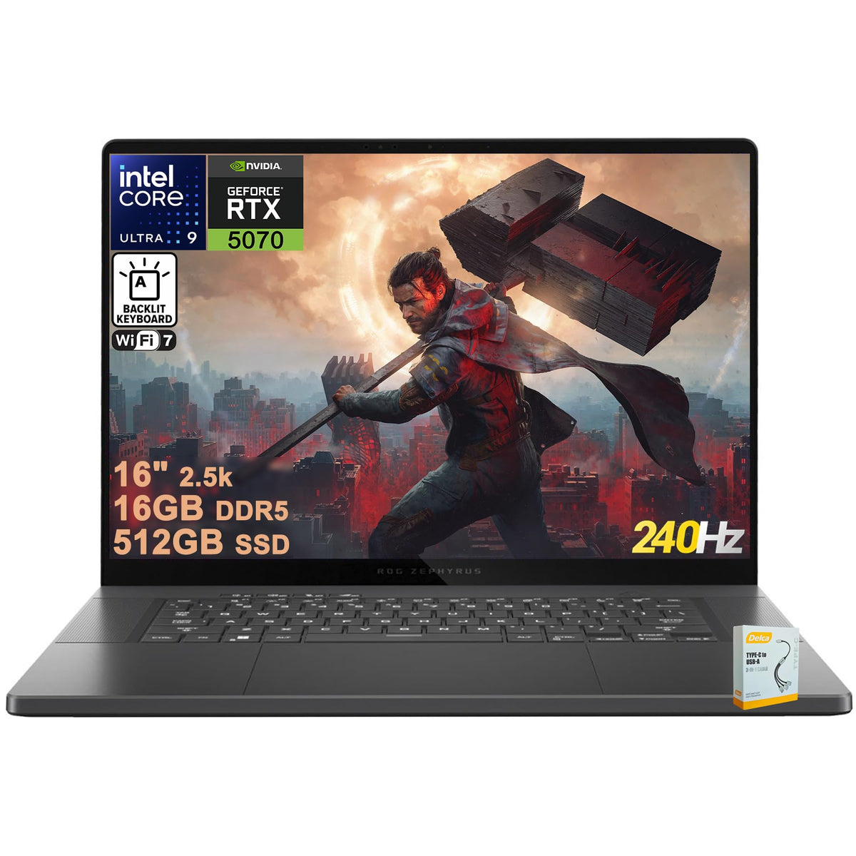 ASUS ROG Zephyrus G16 Gaming AI Laptop | 16" 2560x1600 OLED 240Hz 500nits | Intel 16-core Ultra 9 285H | 16GB DDR5 512GB SSD | GeForce RTX 5070 798 AI TOPS | Backlit Thunderbolt Win11 w/DLCA Accessory