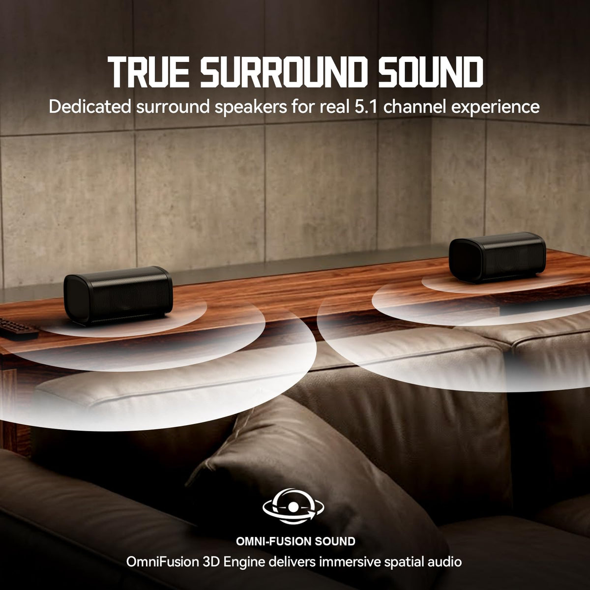 Sound Bar Bluetooth Surround Sounds, Home Theater Sound Bar System, TV Sounds Bars Subwoofer Wireless 5.1CH Surround Speakers Home Theater Surrounds Sound System HDMI AUX Opt USB, Black