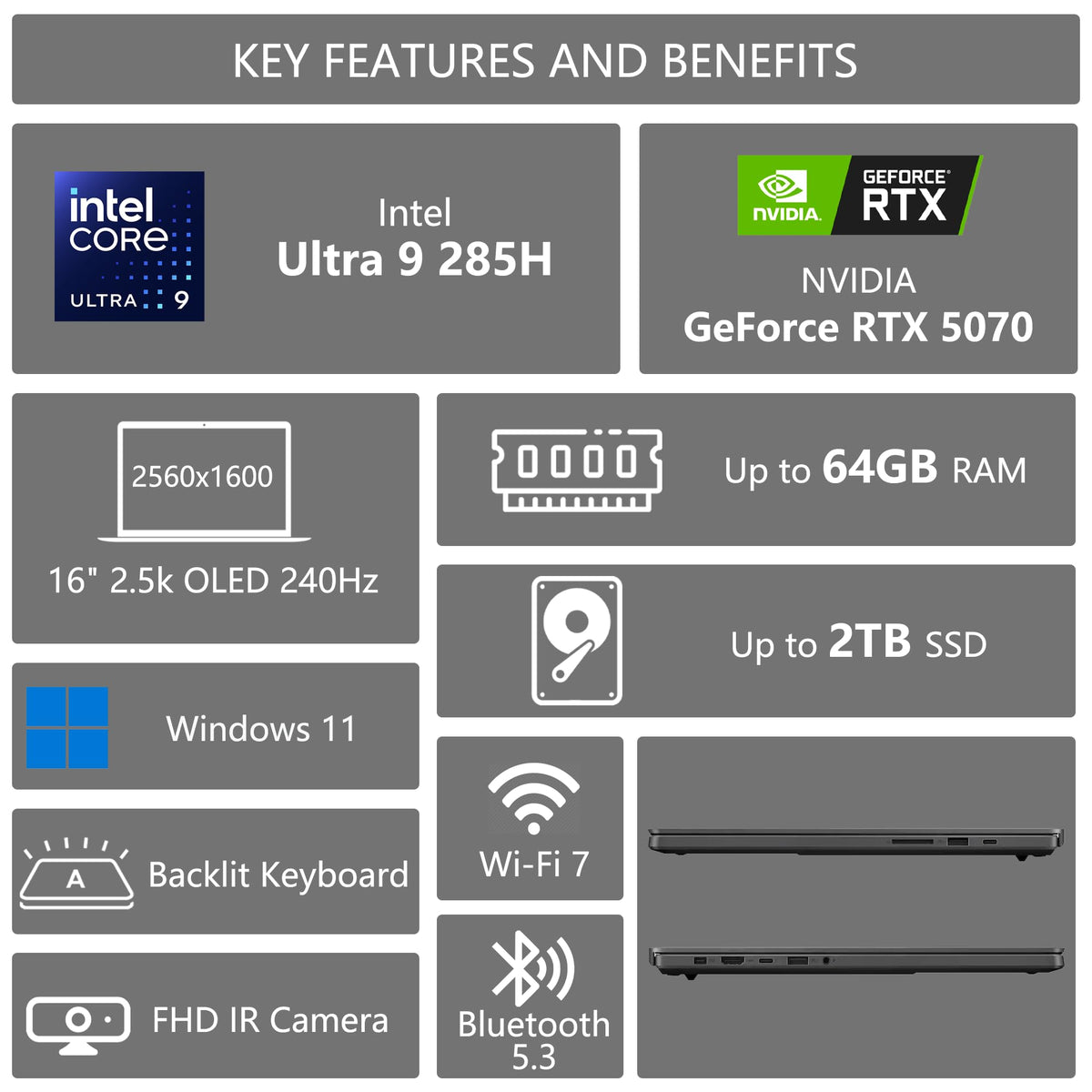 ASUS ROG Zephyrus G16 Gaming AI Laptop | 16" 2560x1600 OLED 240Hz 500nits | Intel 16-core Ultra 9 285H | 16GB DDR5 512GB SSD | GeForce RTX 5070 798 AI TOPS | Backlit Thunderbolt Win11 w/DLCA Accessory