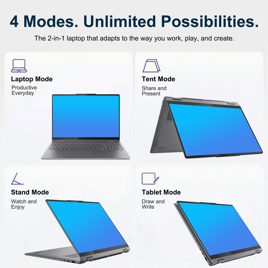 Lenovo Yoga 7 2-in-1 AI Laptop 16" WUXGA Touch Intel 8-core Ultra 7 256V (Up to 47 NPU Tops) 16GB DDR5 1TB SSD Wi-Fi7 Backlit Fingerprint for Creator Business Professional Win11 Pro ICP Accessory