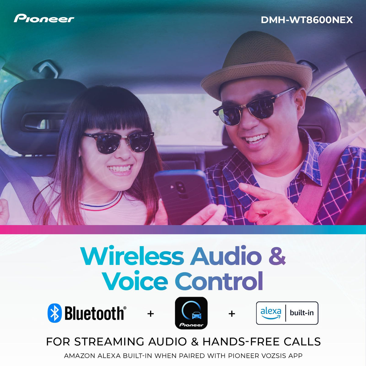 Pioneer DMH-WT8600NEX 10.1 in Digital Multimedia Receiver - Wireless Apple CarPlay, Android Auto, Built-in Bluetooth, WiFi & Amazon Alexa, Floating Capacitive Touchscreen, DIN
