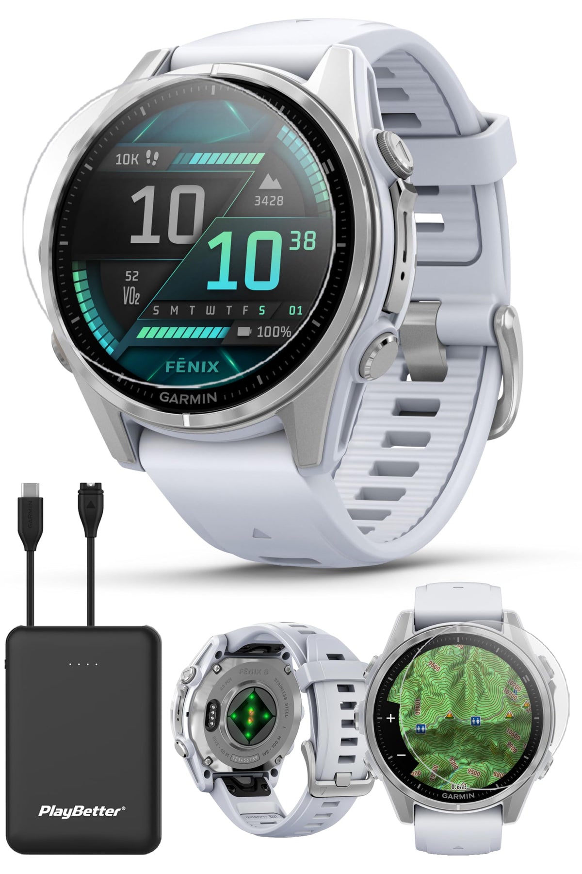 Garmin Fenix 8 (Amp Yellow, 51mm) Solar Sapphire GPS Watch Bundle