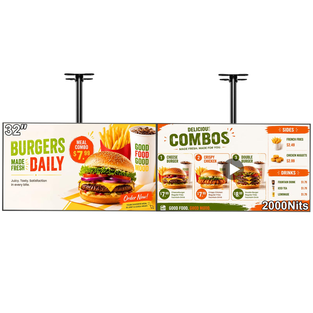 49inch Digital Signage Display, 4K 2500nits High Brightness Digital Signage