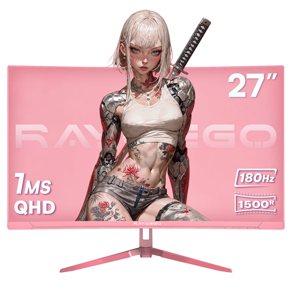27 Inch Pink Curved Computer Monitor, FHD 1080P 100Hz, Eye Care