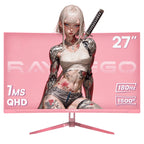 27 Inch Pink Curved Computer Monitor, FHD 1080P 100Hz, Eye Care