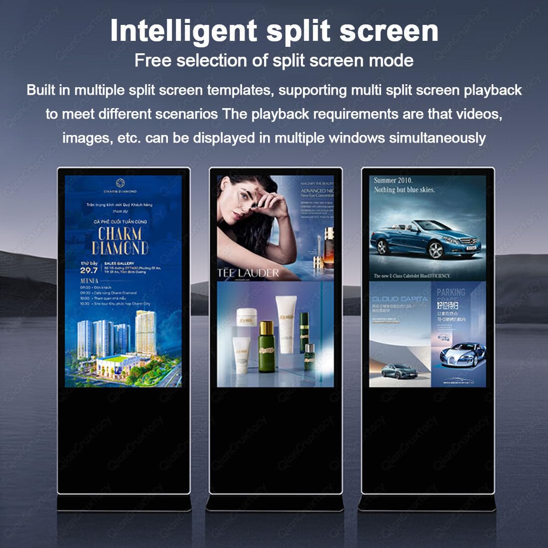27 Inch Vertical Digital Signage Advertising Display, Android Smart Operating System, Support WiFi/HDMI/USB Multi-Media Input, Built-in Stereo Speakers, Auto Media Loop Playback (NonTouch)