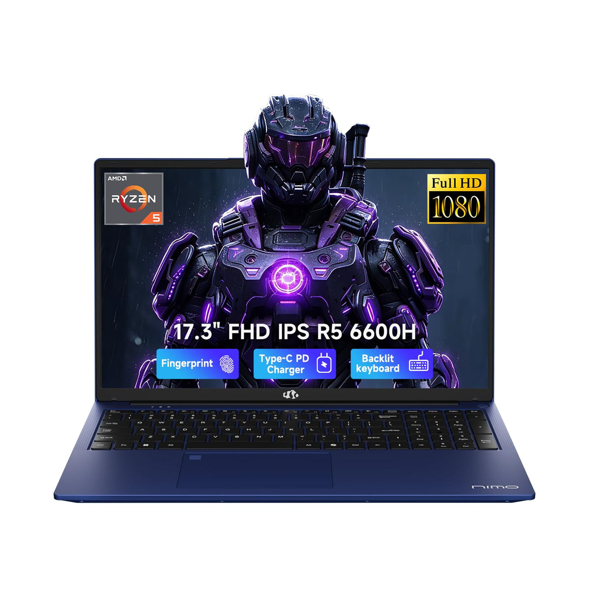NIMO 17.3" FHD AI Creator Laptop, 6-Core AMD Ryzen 5 32GB 5600MHz 1TB SSD