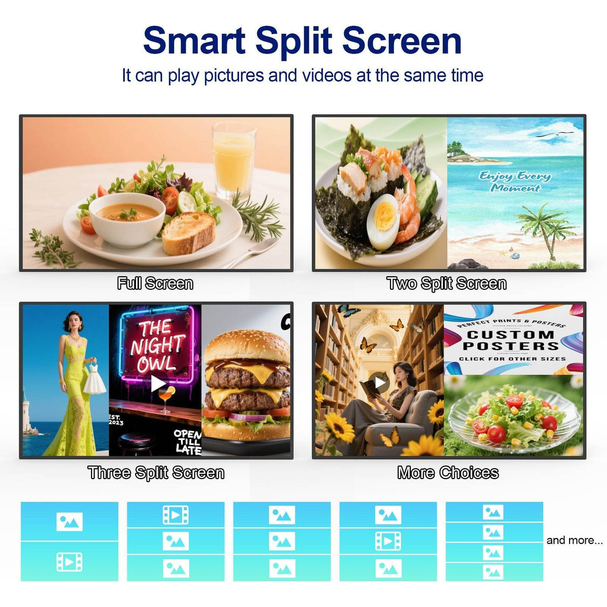 32inch Digital Signage, 2500nits High Brightness Advertising Display, Slim Fit Frameless LCD Monitor, CMS Remote Publishing, 24/7 Operation, Smart Split Screen Play, HDMI/USB/WiFi/Android System