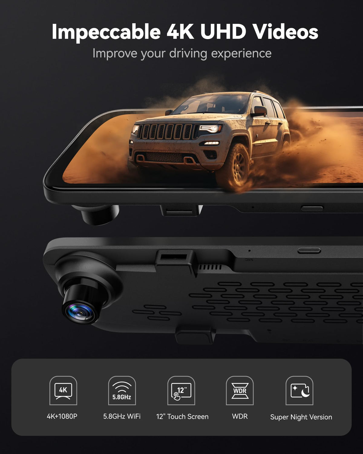 WOLFBOX G840S & 4A USB C Dash Cam Hardwire Kit