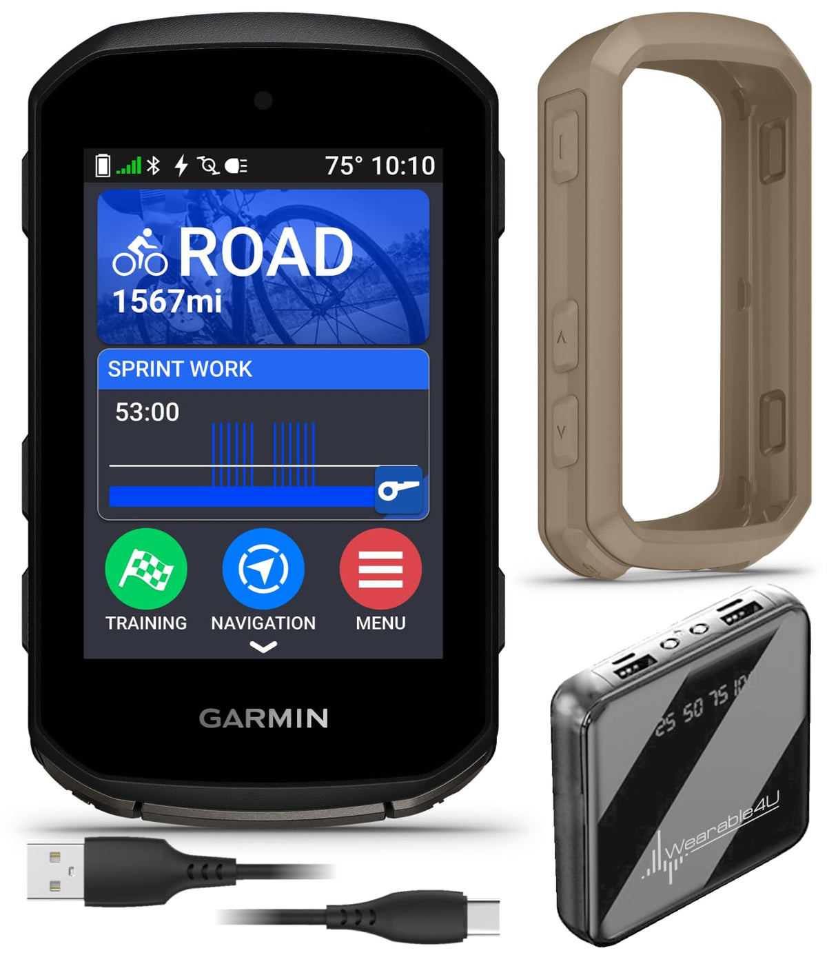 Garmin Edge 850 Compact GPS Cycling Computer, 2.7" Color Touchscreen Display, Bike-Specific Mapping, Advanced Training & Performance Insights + White Silicone Case w/ Wearable4U PowerBank Bundle