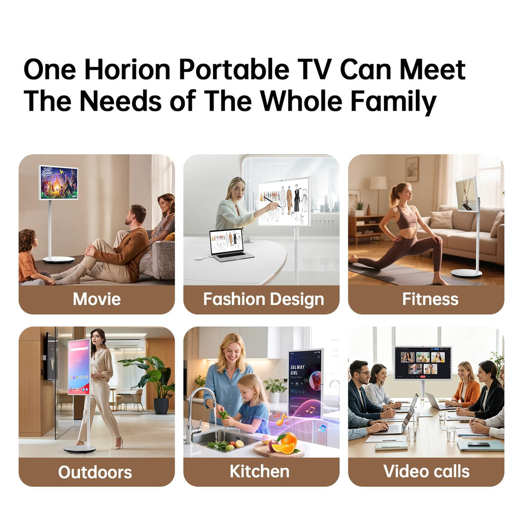 HORION Smart Portable TV, 32 Inch 4K Portable Touch Screen Monitor