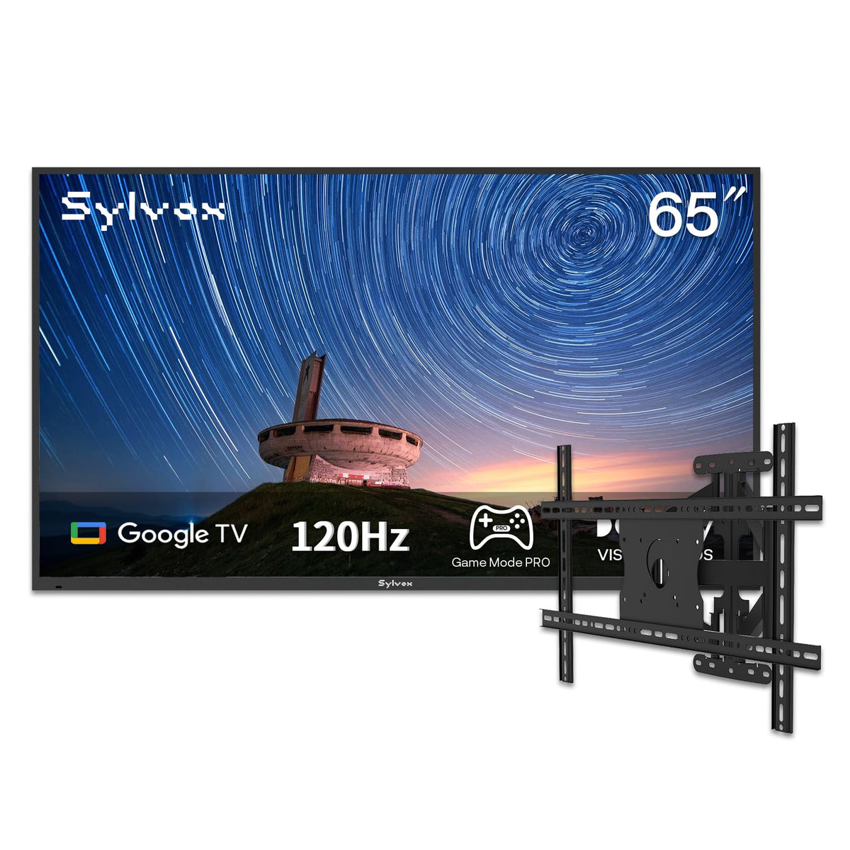 SYLVOX Outdoor TV with Wall Mount & Cover, 65 inch 120Hz 4K Smart TVs, Weatherproof & IP55 Waterproof, Compatible with Google & Dolby Atmos, HDMI 2.1 & USB 3.0, 1000 Nits Outside TV for Gaming