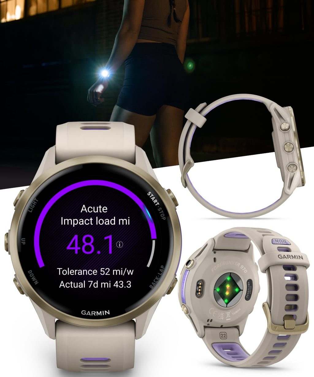 Garmin Forerunner 955 Solar, GPS Running Smartwatch with Solar Charging Capabilities, Tailored to Triathletes, Long-Lasting Battery, Whitestone with Wearable4U White Earbuds Bundle