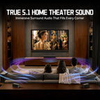 Sound Bar Bluetooth Surround Sounds, Home Theater Sound Bar System, TV Sounds Bars Subwoofer Wireless 5.1CH Surround Speakers Home Theater Surrounds Sound System HDMI AUX Opt USB, Black