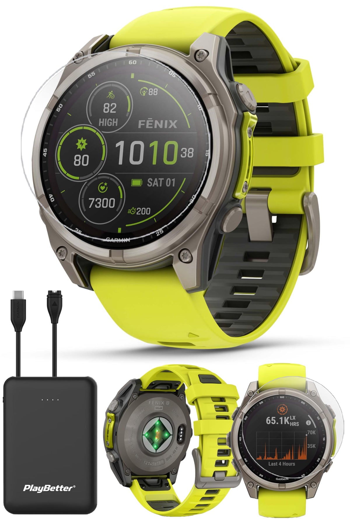 Garmin Fenix 8 (Spark Orange, 47mm) AMOLED Sapphire GPS Watch Bundle