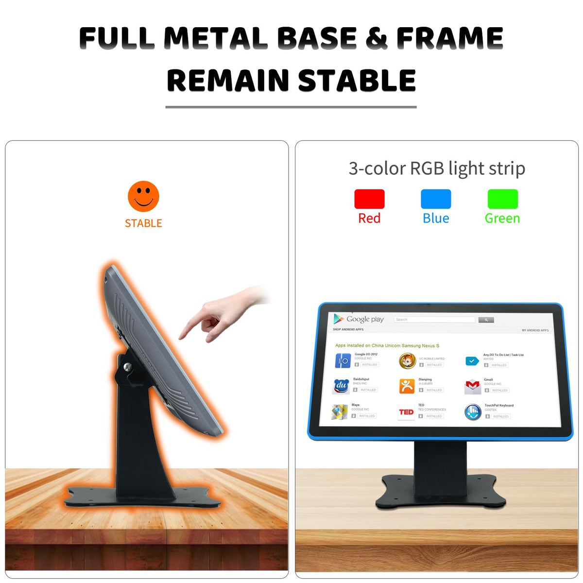 21.5-inch Android 11 Tablet with Touchscreen,Capacitive Multi Touch Screen POS Monitor,WiFi & BT,Built-in Speaker,5Mp Front Camera,RK3568 4GB RAM 32GB ROM,for Restaurant,Bar,Gym,No Battery