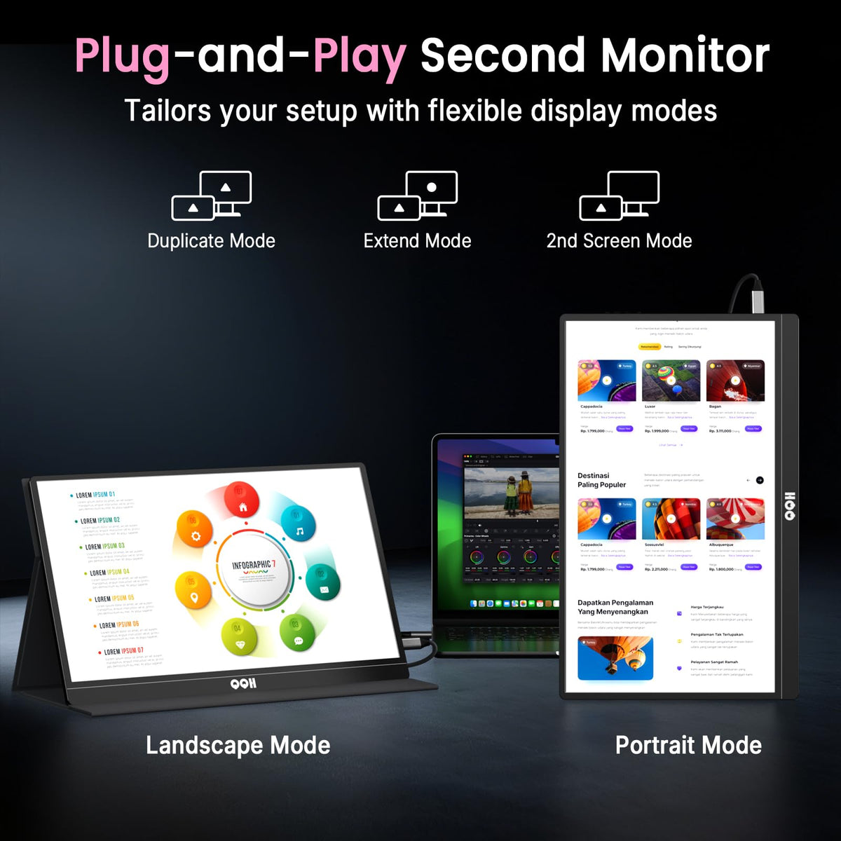 QQH 4K Portable Monitor, 15.6" UHD IPS USB-C HDMI Travel Monitor for Laptop