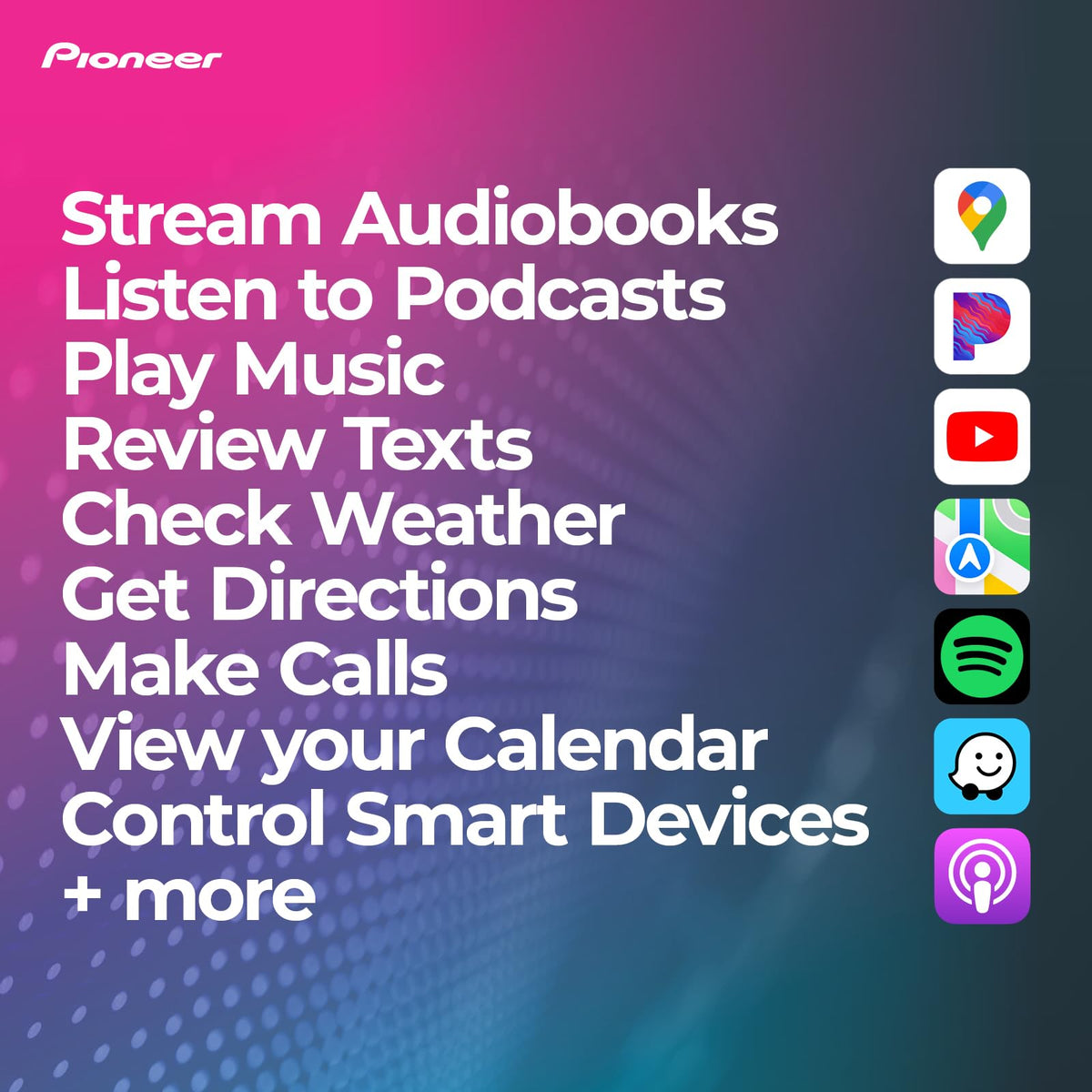 Pioneer DMH-WT8600NEX 10.1 in Digital Multimedia Receiver - Wireless Apple CarPlay, Android Auto, Built-in Bluetooth, WiFi & Amazon Alexa, Floating Capacitive Touchscreen, DIN