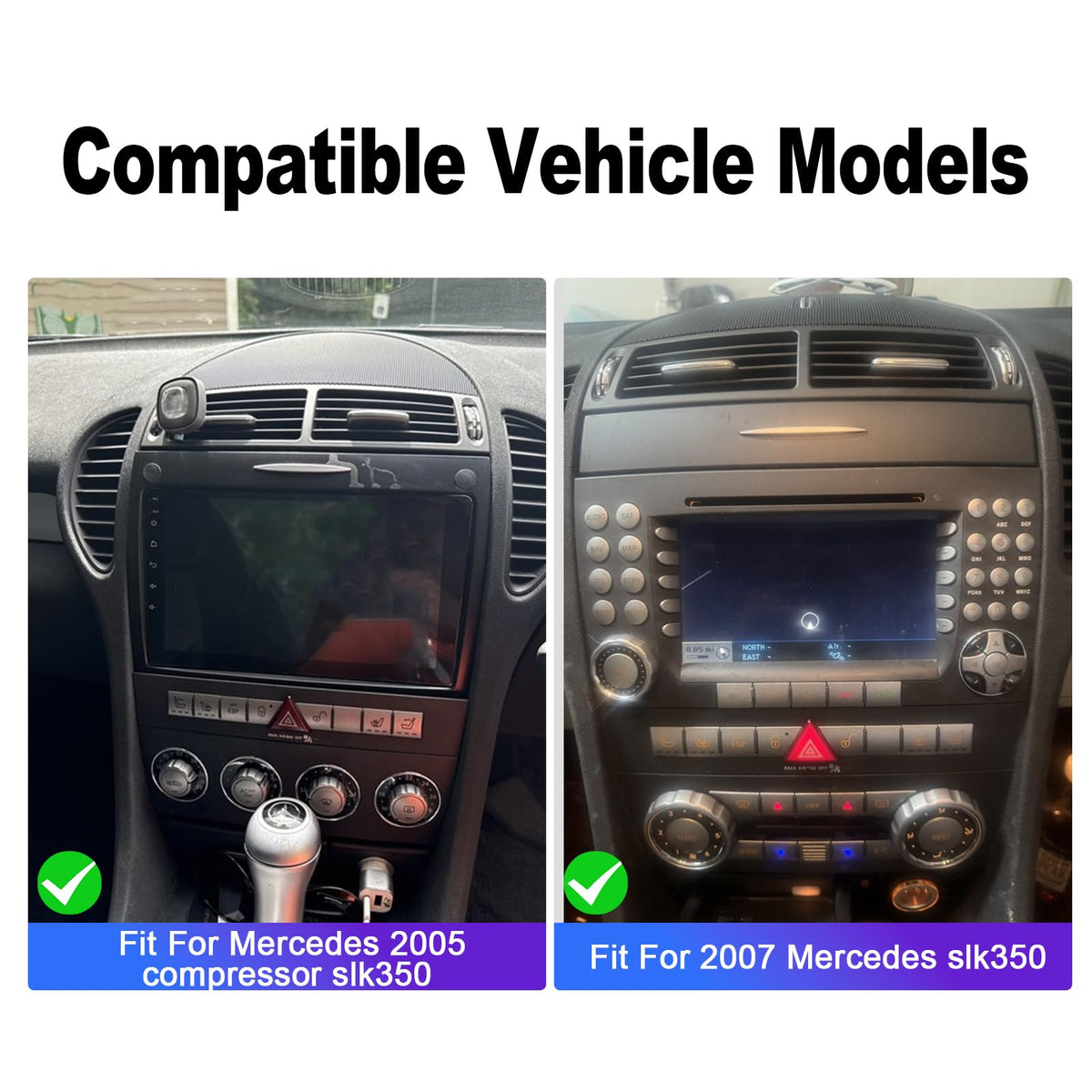 9 Inches Android 13.0 Stereo Radio Fit for SLK280 SLK350 SLK55 2004-2010 HD Touch Double Din Radio Stereo Car with Wireless with carplay/Android Auto | HD Backup Camera | WiFi | BT | FM | Mirror Link