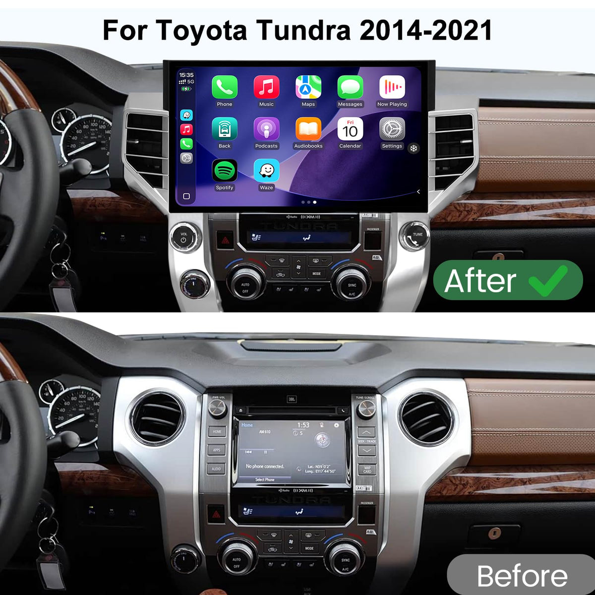 16-Inch 8 Core 6+128GB Car Radio Stereo for 2014-2021 Toyota Tundra, Plug and Play Android 13 Head Unit with Wireless CarPlay/Android Auto/2K Touch Screen/4G LTE/5Ghz WiFi