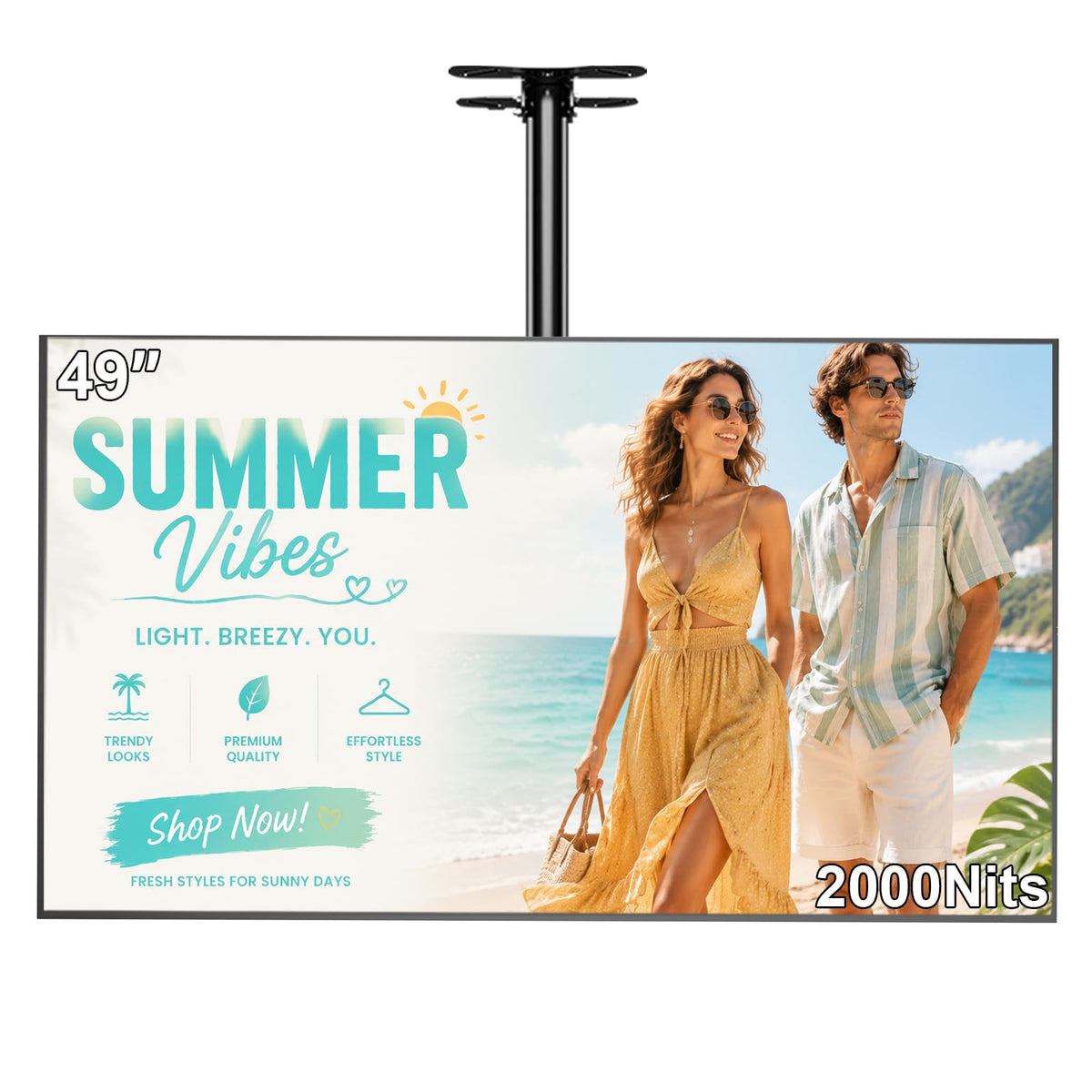 49inch Digital Signage Display, 4K 2500nits High Brightness Digital Signage