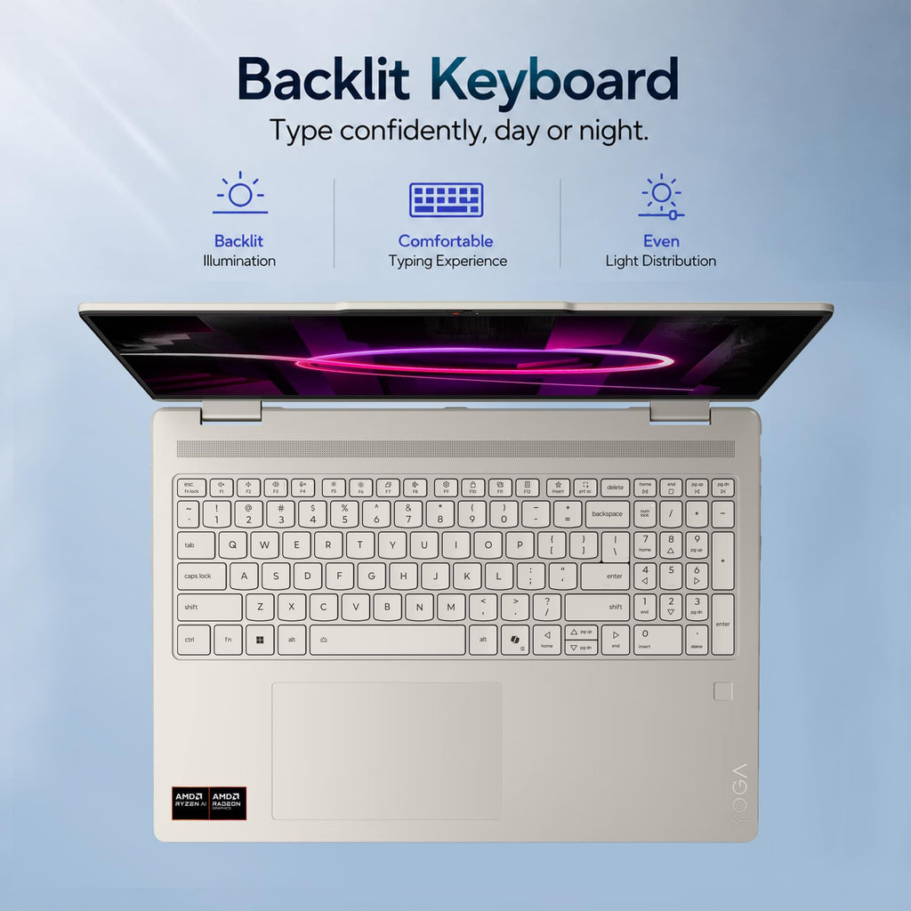 Lenovo Yoga 7 2-in-1 AI Laptop 16" WUXGA Touch AMD 4-core Ryzen AI 5 430 (Up to 50 NPU Tops) 16GB DDR5 512GB SSD Backlit Fingerprint Wi-Fi7 for Creator Business Professional Win11 ICP Accessory