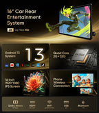 16" Android 13 Car TV Headrest Monitor(Pair),Car Rear Entertainment System