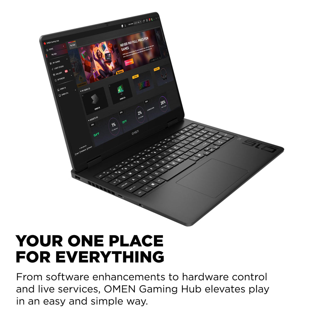 HP OMEN 16 inch Slim Gaming Laptop, 2K 165Hz Display, Intel Core Ultra 7-255H, 16 GB RAM, 512 GB SSD, NVIDIA GeForce RTX 5060 GPU (8 GB Dedicated), Windows 11 Home, Shadow Black, 16-an0000nr