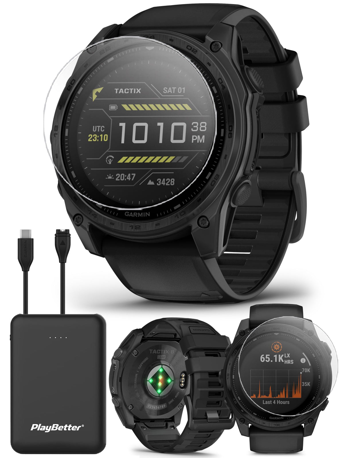Garmin tactix 8 AMOLED (47mm) Tactical GPS Smartwatch Bundle