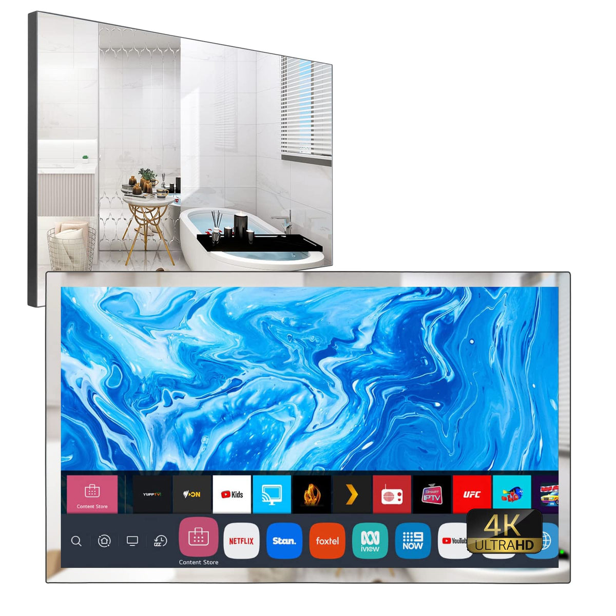 28 Inches 4K UHD Smart Magic Mirror Bathroom TV webOS Television WiFi Bluetooth Smart TV Voice Control ATSC DTV Tuner New