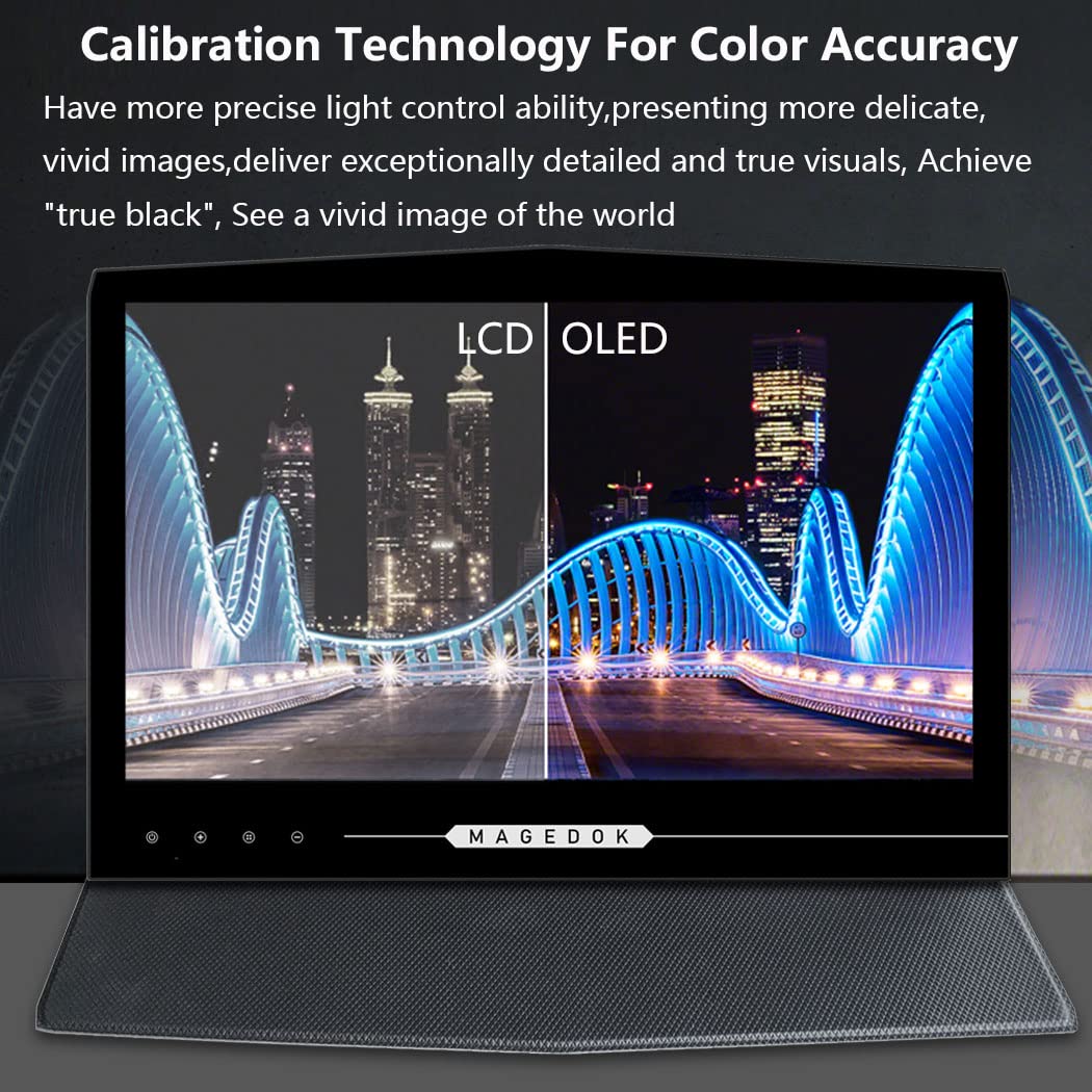 OLED Portable Touchscreen Monitor, 13.3" 2K 1MS Portable Gaming Monitor 100% DCI-P3 Ultra-Thin Computer External Display, External Second Screen USB C/HDMI with Smart Cover