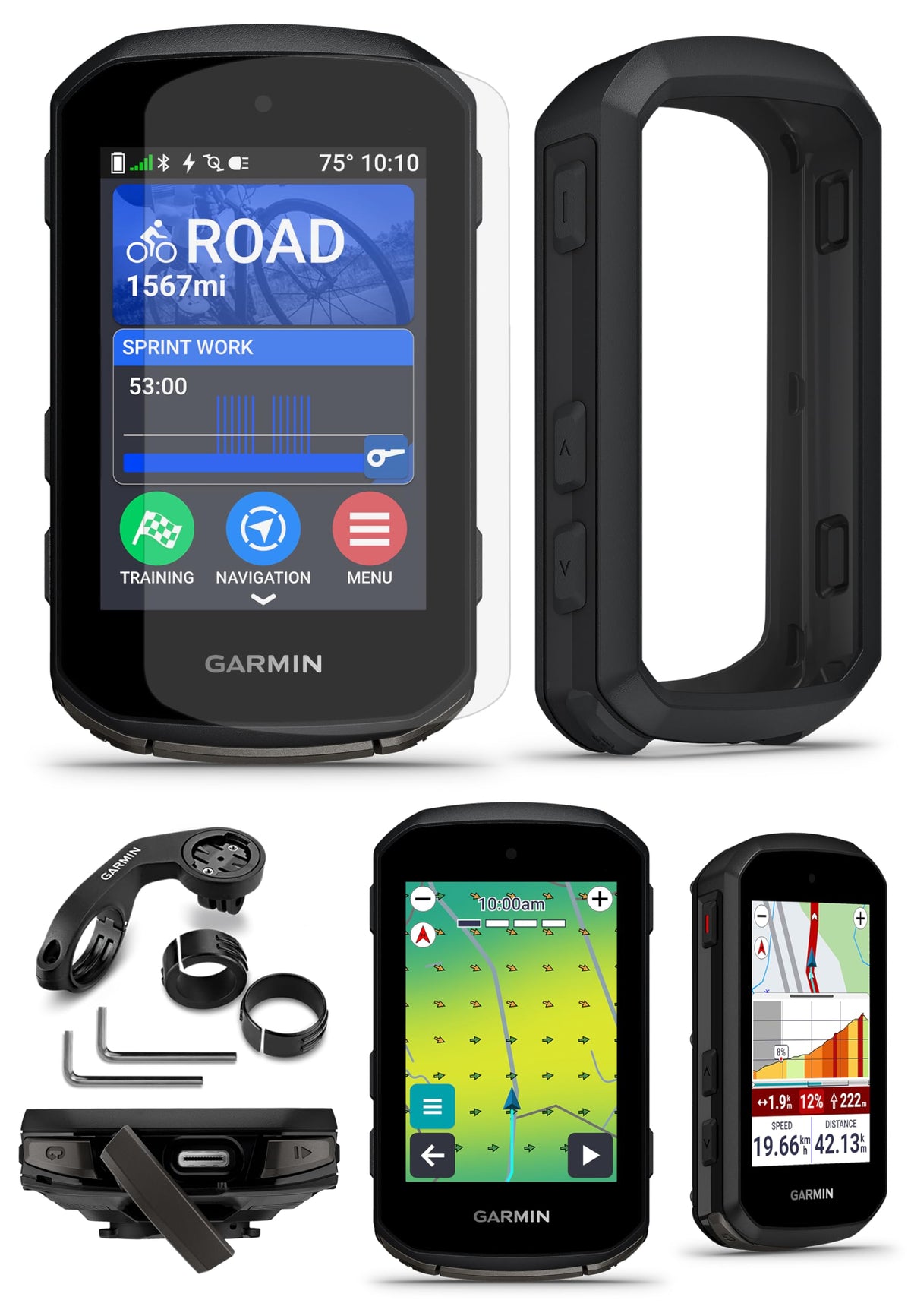 Garmin Edge 850 Compact GPS Cycling Computer White Case Bundle