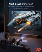 NexiGo Nova Mini, Portable Laser Projector, Google TV w/ Netflix, 1080p FHD, 1200 Lumens, 15000:1 Contrast w/ SAE, 3D, Auto Setup, 150" Display, 8W Dolby Audio, Portable for Home & Outdoor