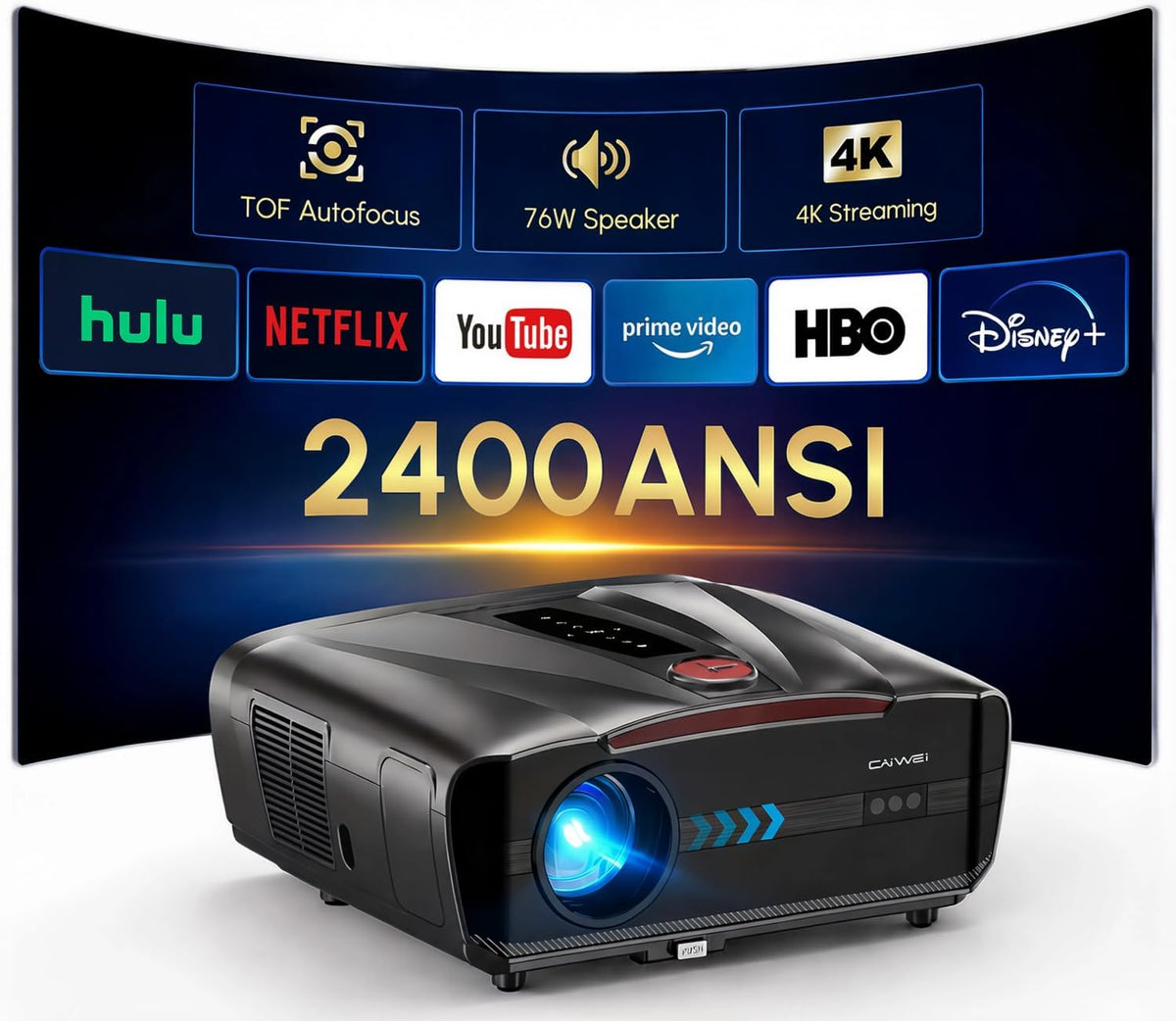 Daylight 4K Projector True 2300ANSI High Bright Home Theater Karaoke 2 Mics