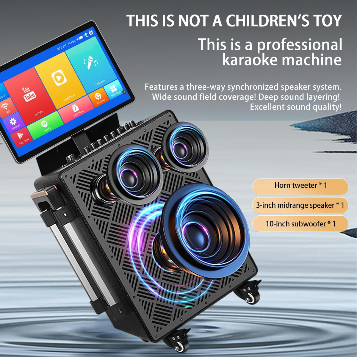 Smart Karaoke Machine with 15.4 Inch Touch Screen & Lyrics Display, 1000W Peak Power Powerful Speaker, Super Deep Bass Sound for Home Party, Outdoor – Great for Adults, Kids, Singers & Music Lovers