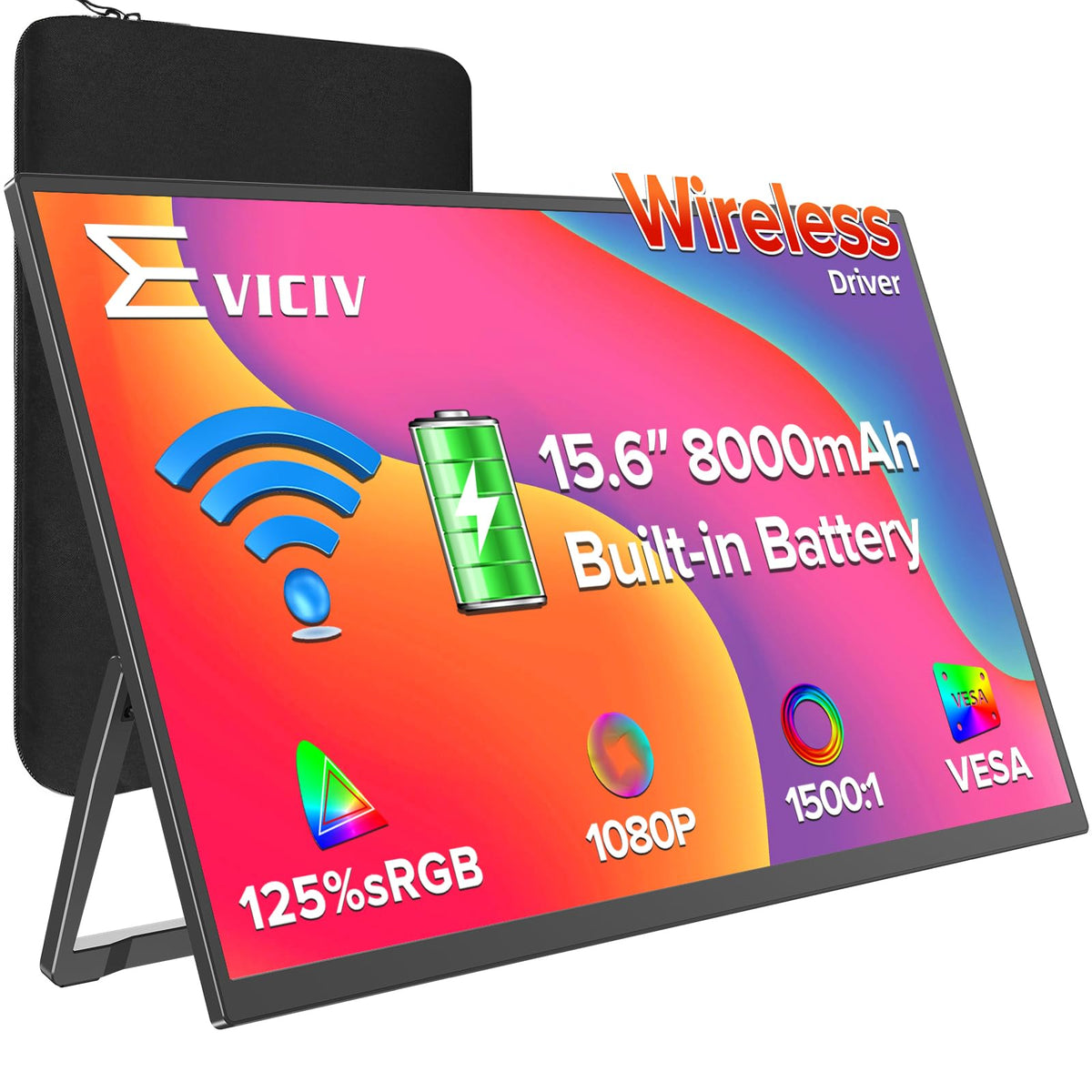 EVICIV Portable Monitor 18.5” 120Hz, 125% sRGB FreeSync 1ms Gaming Monitor