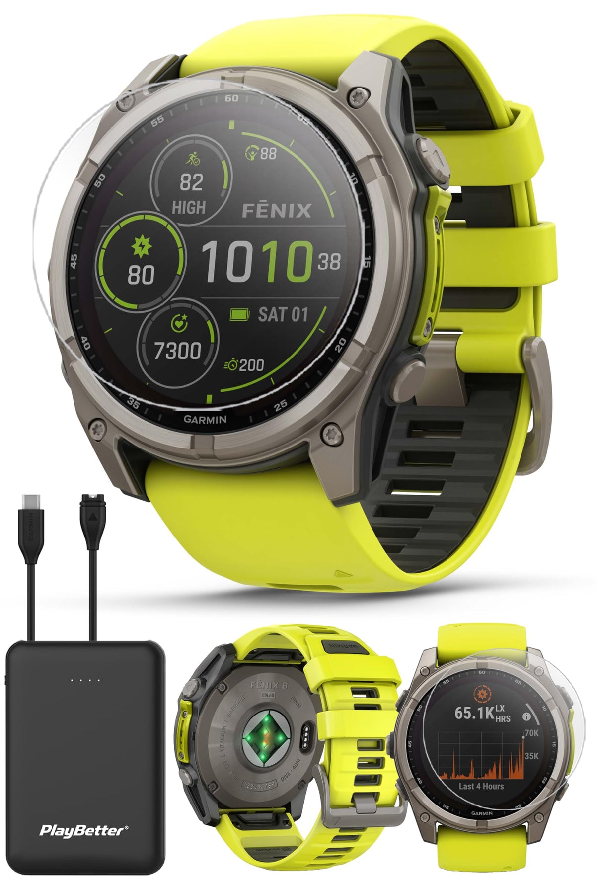Garmin Fenix 8 (Carbon Gray, 51mm) AMOLED Sapphire GPS Watch Bundle