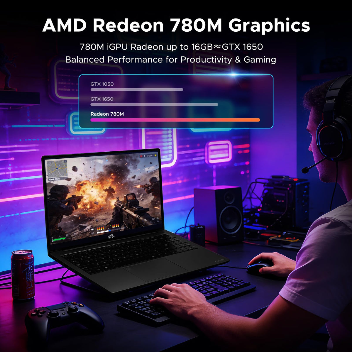 NIMO 15.6" FHD AI Laptop, AMD R7 8745HS 32GB DDR5 RAM 1TB SSD, Radeon 780M