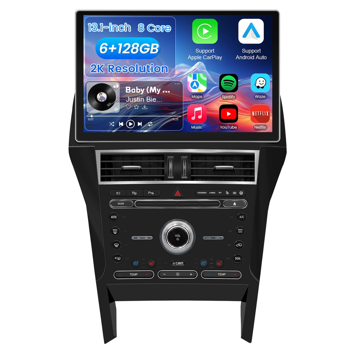 13.1-Inch 8 Core 6+128GB Car Radio Stereo for Ford Explorer 2011-2019, Plug and Play Android 13 Head Unit with CarPlay/Android Auto/2K Touch Screen/4G LTE/5Ghz WiFi